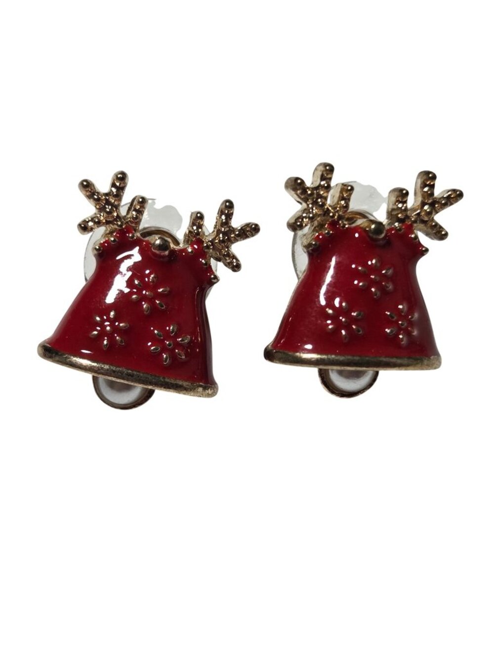 Holiday Stud Earrings Snowflake Bell Red Gold Christmas Festive Fashion Jewelry